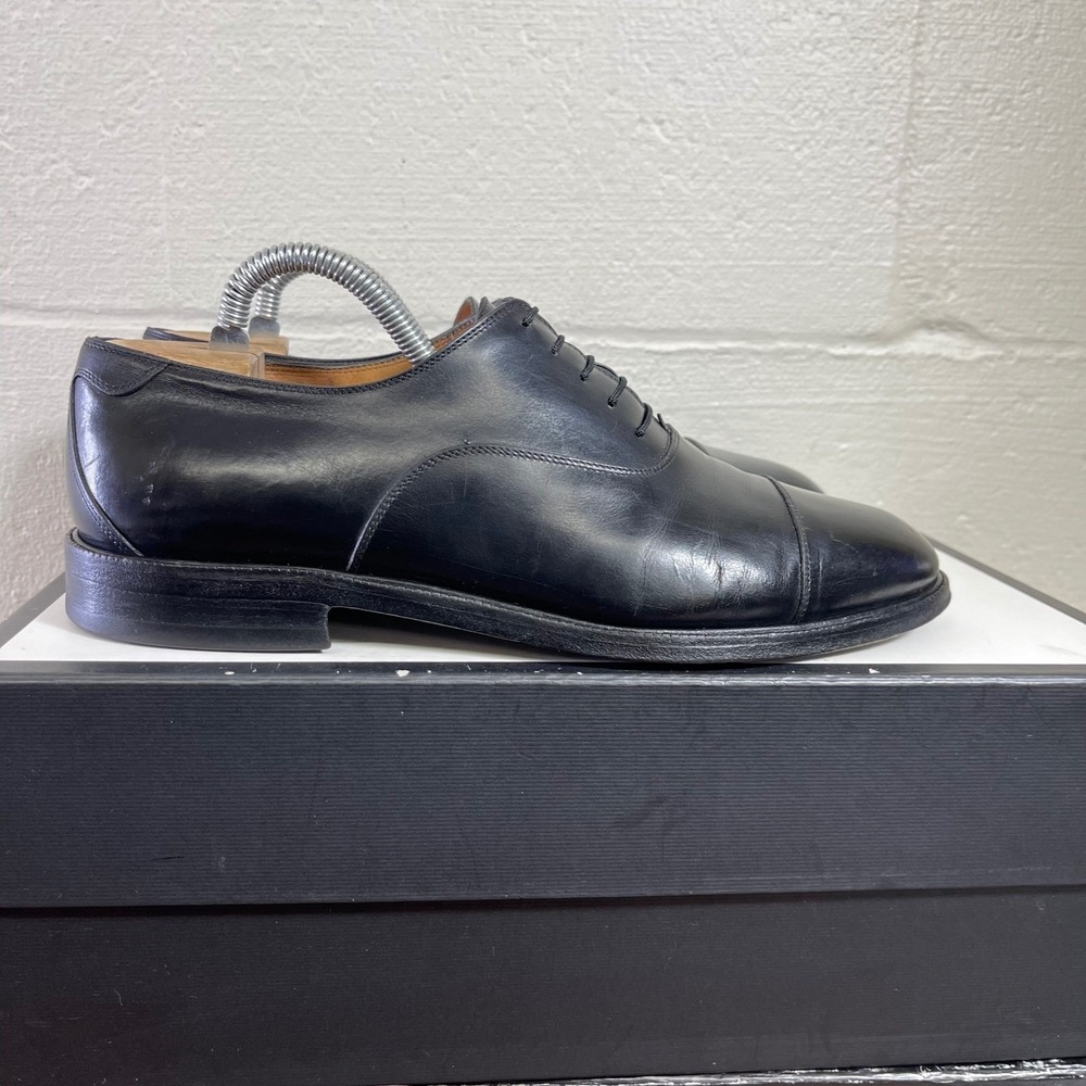 Salvatore Ferragamo Studio Black Leather Cap Toe Oxford Dress Shoes Men's 8 EE